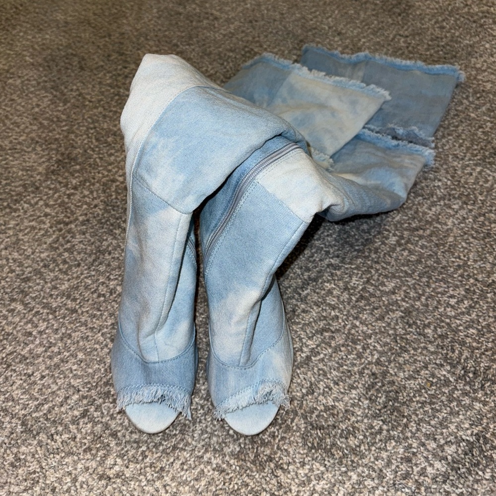Liliana Light Blue Over-the-Knee Boots - Picture 8 of 16